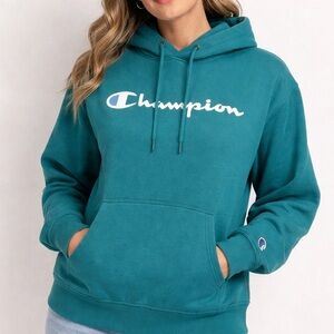 Champion Teal Pullover Hoodie with White Logo